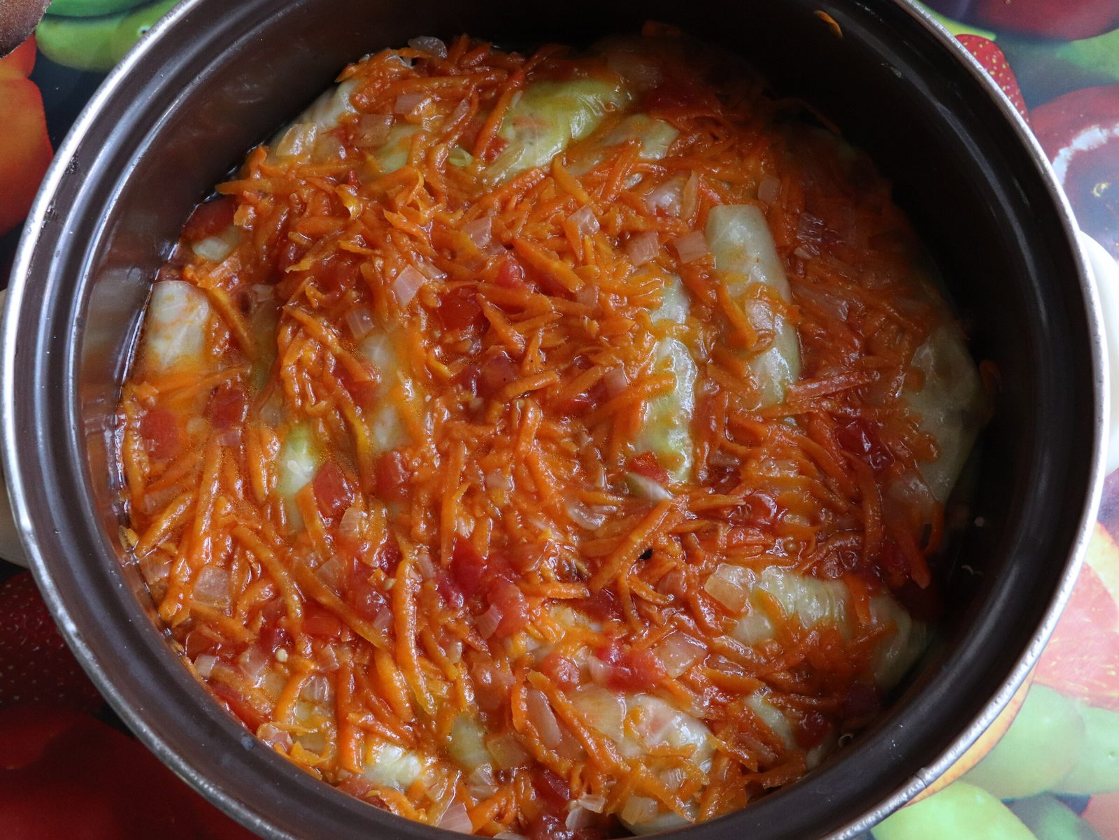 Step 6. When half of the cabbage rolls are already in the pan, pour half of the. Cabbage rolls in a sweet-and-sour sauce