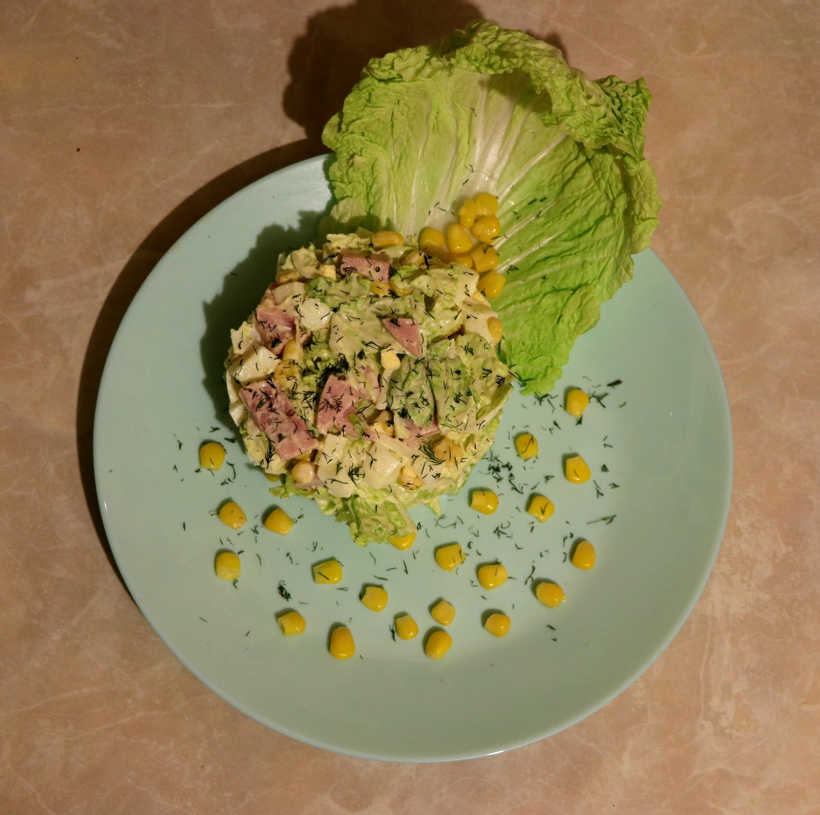 Chinese-leaf salad with ham