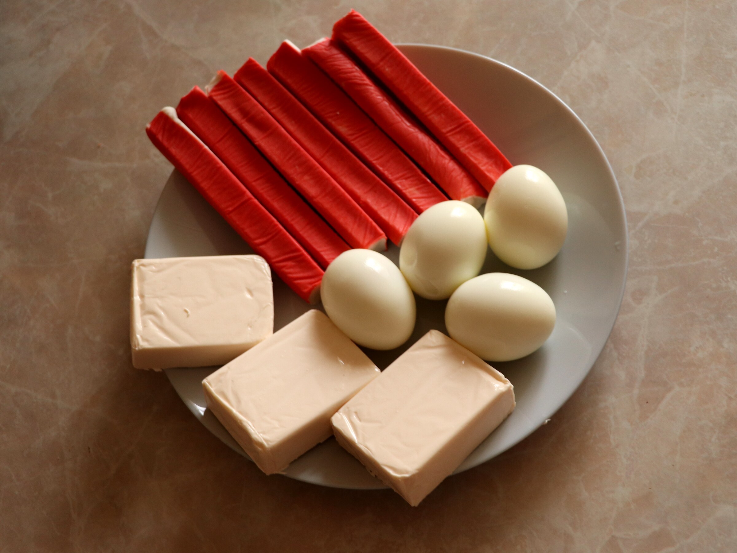 Step 5. Serve at once, or chill. Crab-stick starter