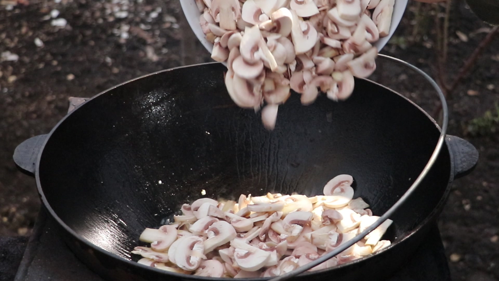 Step 3. Add chopped garlic to them - you can grate them on a fine grater, pass them. Cream of mushroom soup in a kazan