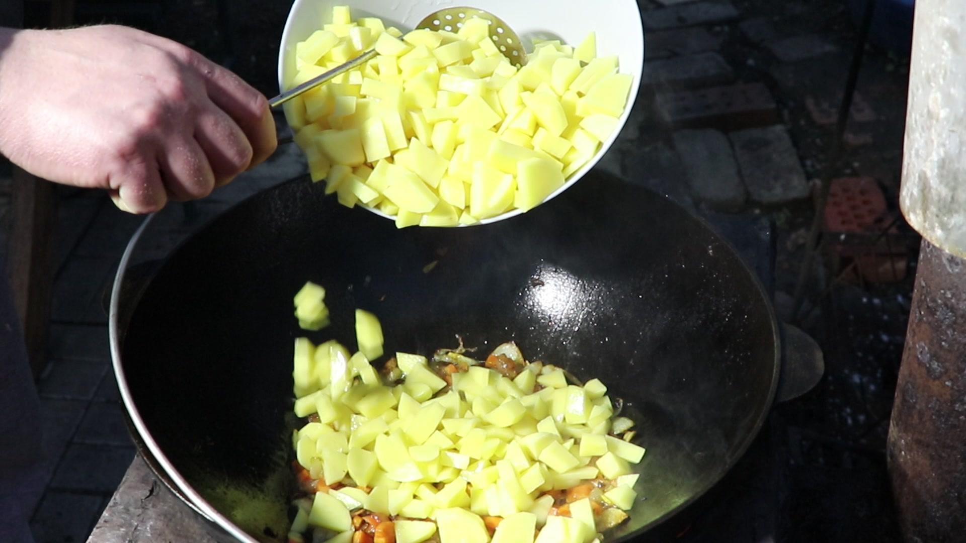 Step 8. When the potatoes are ready, add the mushrooms and cook for another 5-10 minutes. Cream of mushroom soup in a kazan