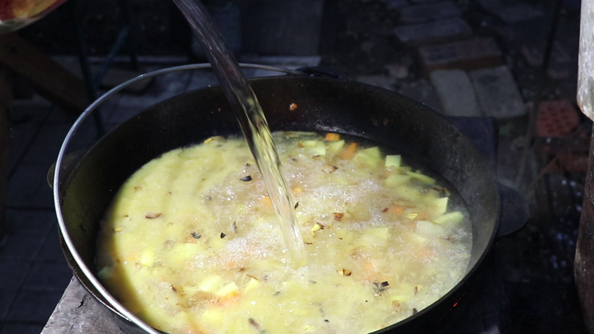 Step 9. When all the vegetables are well ground and there are no lumps left, add the. Cream of mushroom soup in a kazan