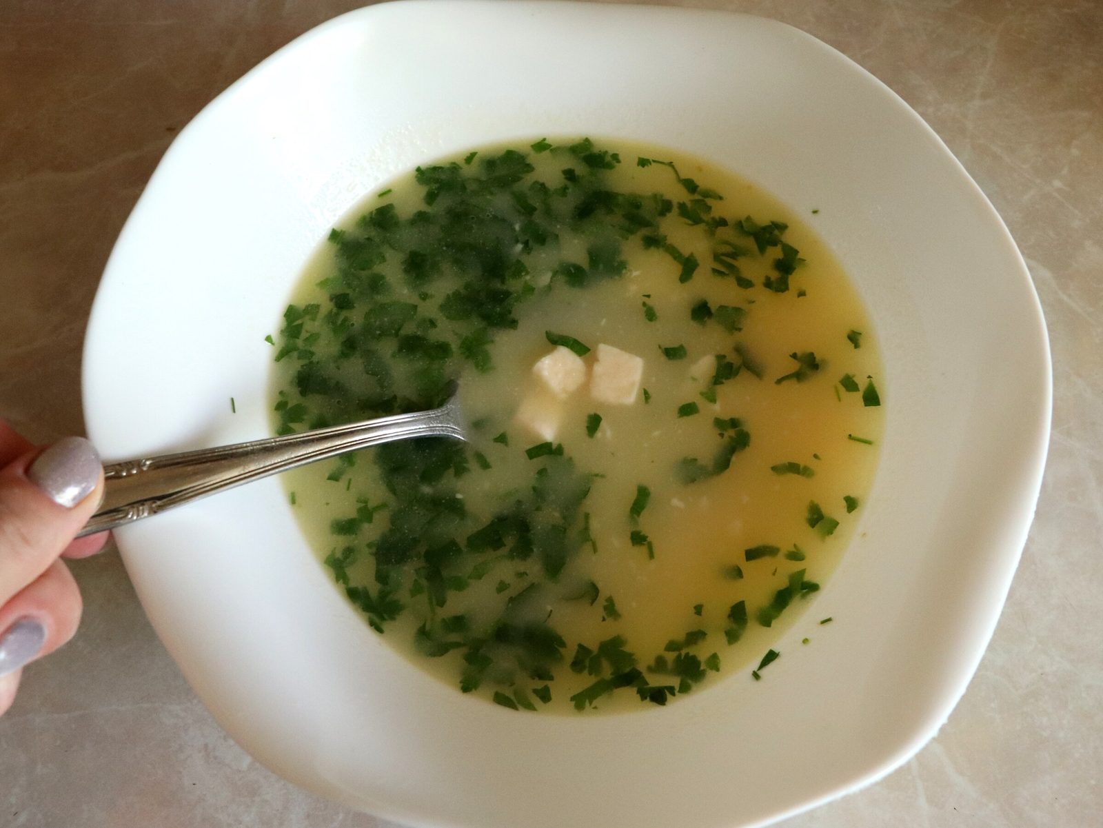 Creamy melted-cheese soup
