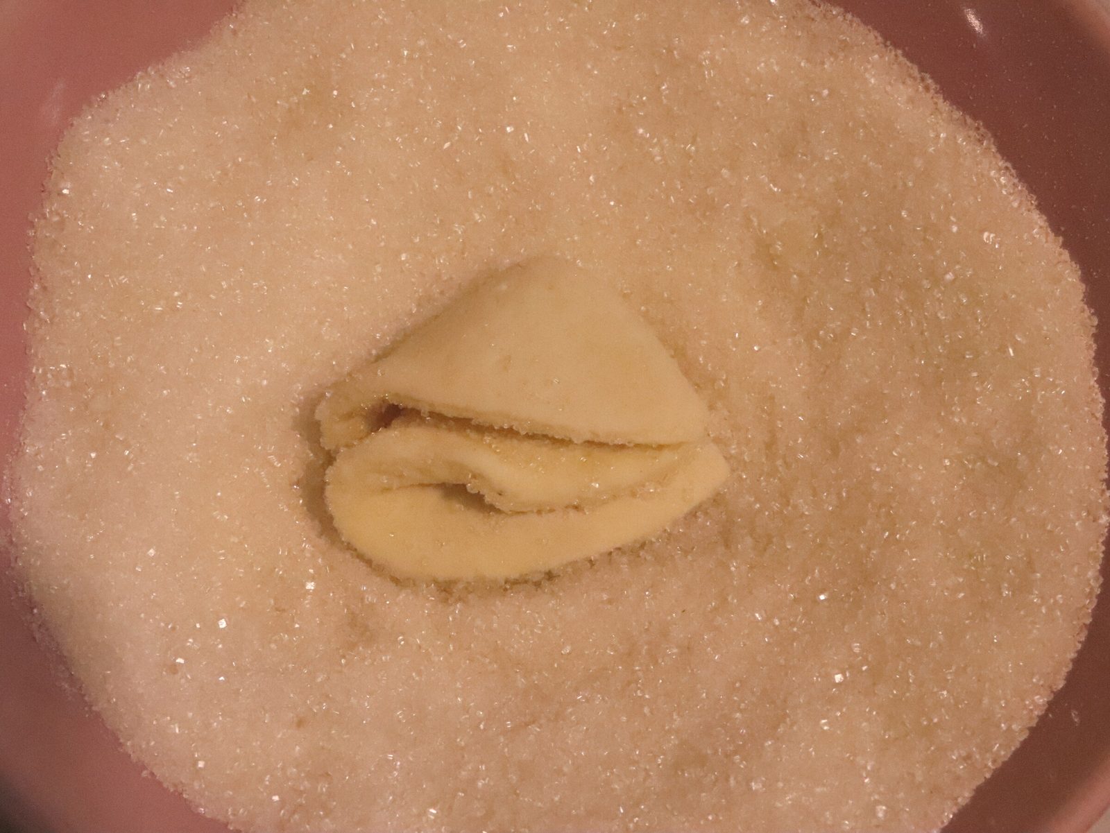 Step 6. Then fold it in half again, also with sugar inside, and dip it in sugar. Curd-cheese ‘goose-foot’ biscuits