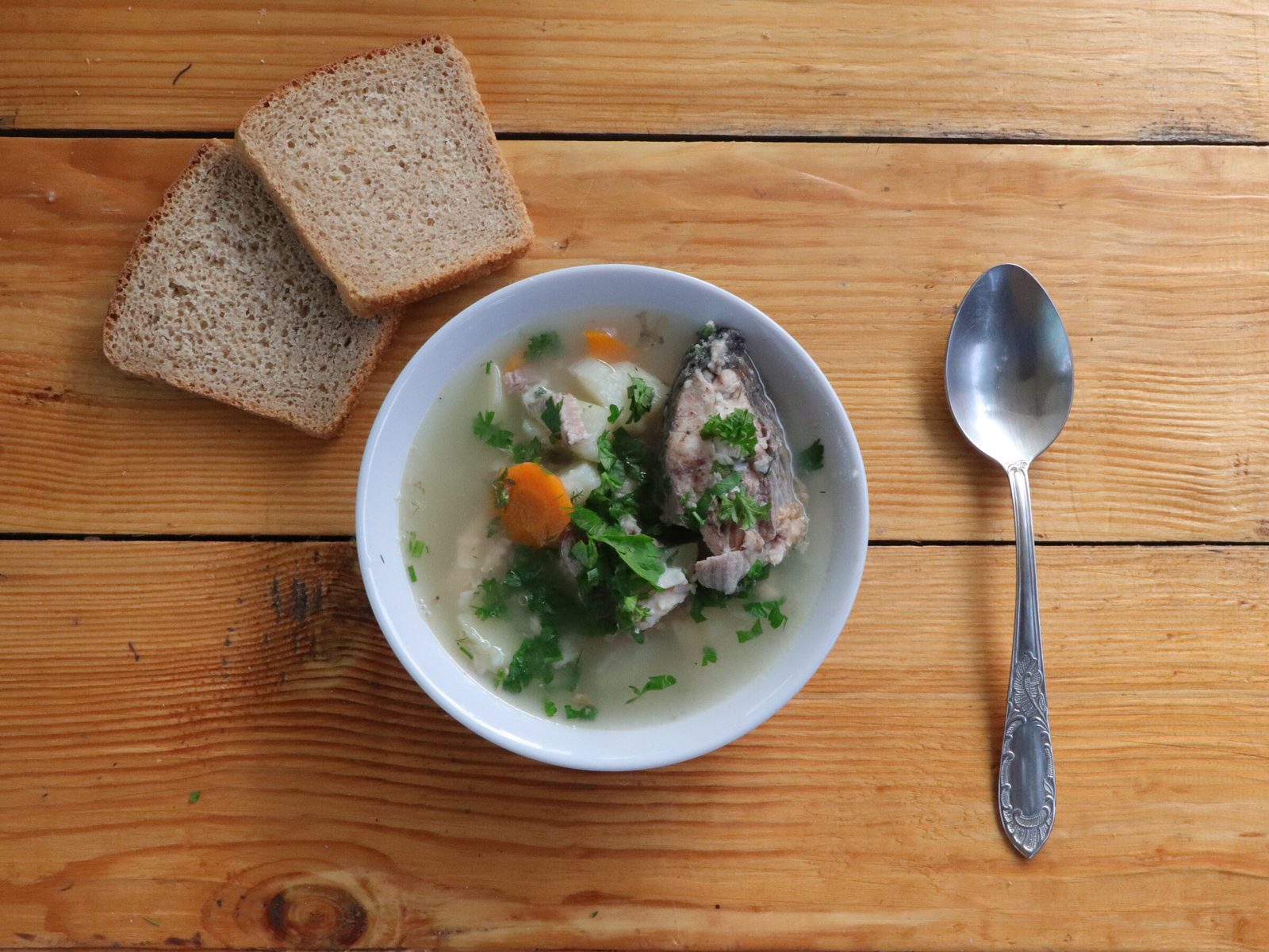 Fish broth (ukha) in a kazan