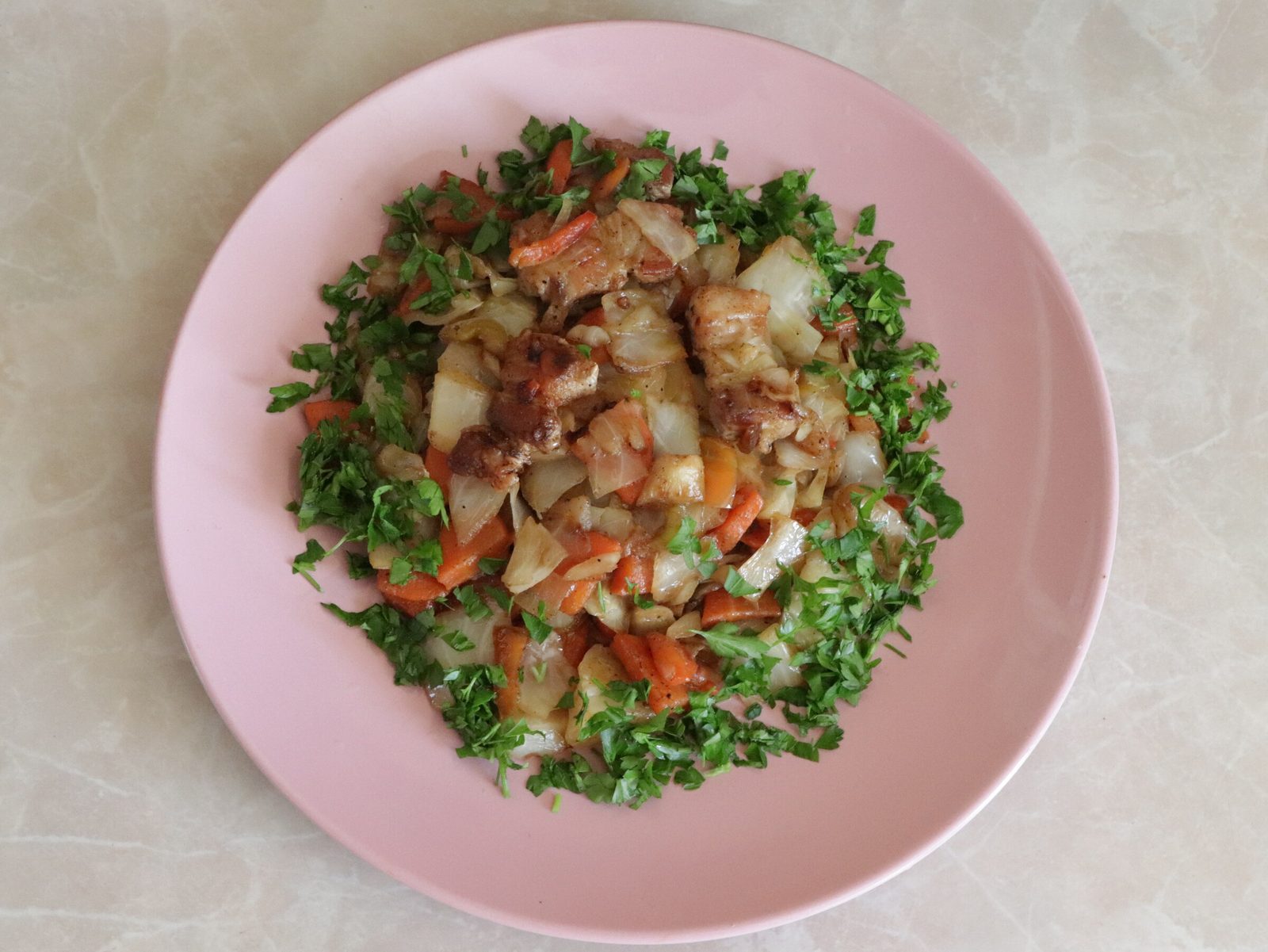 Fried cabbage with pork fat