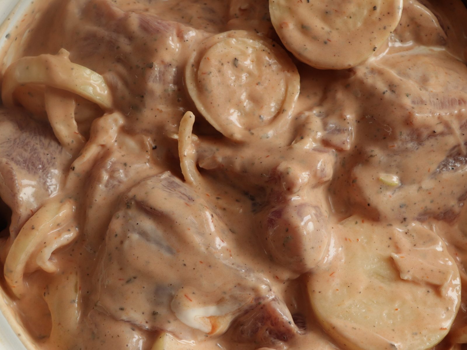 Step 4. Toss meat, onion and marinade in a lidded bowl and refrigerate overnight. Juicy pork shashlik