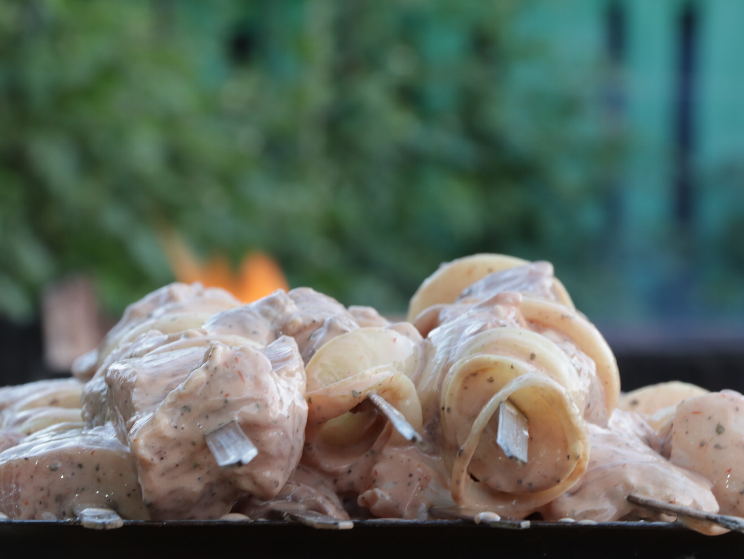 Step 6. Grill over hot coals with no flame. Juicy pork shashlik