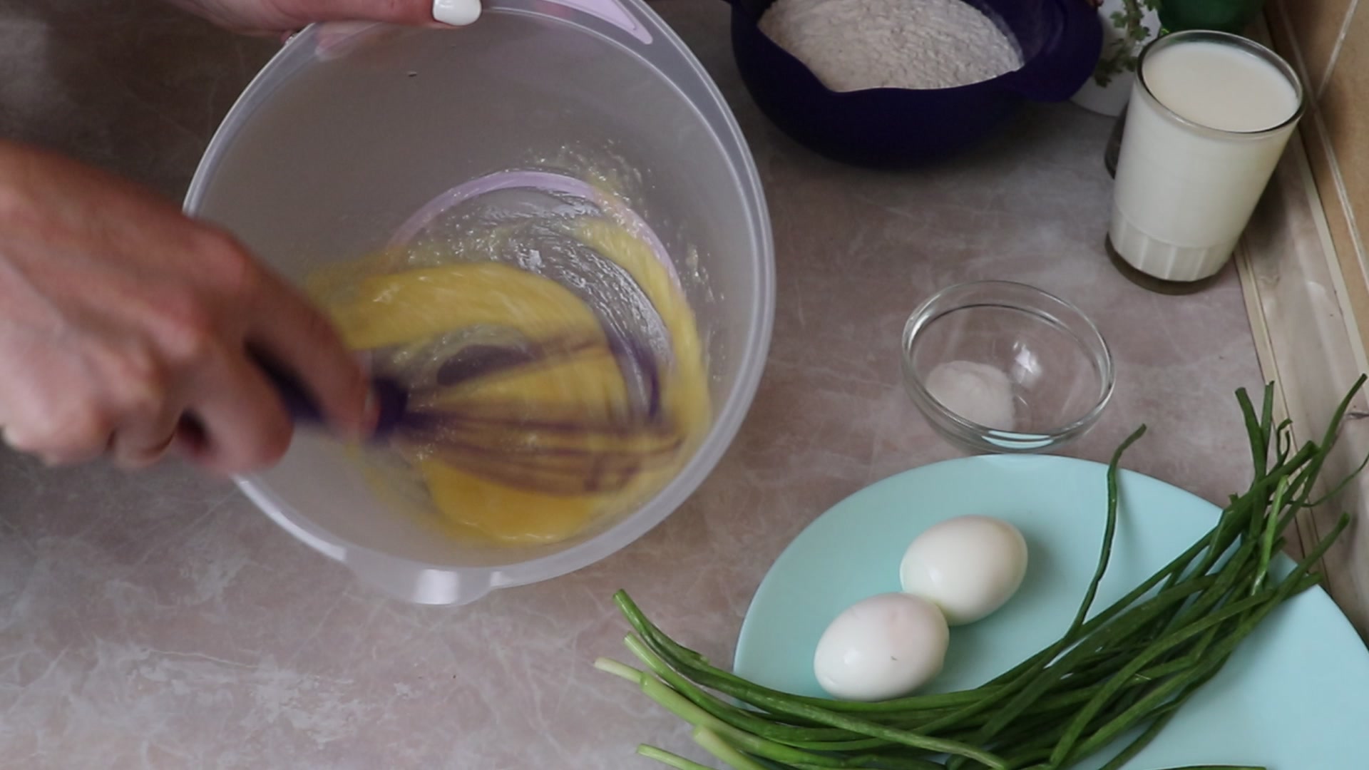 Step 1. Sunflower oil, for frying. Lazy onion-and-egg fritters
