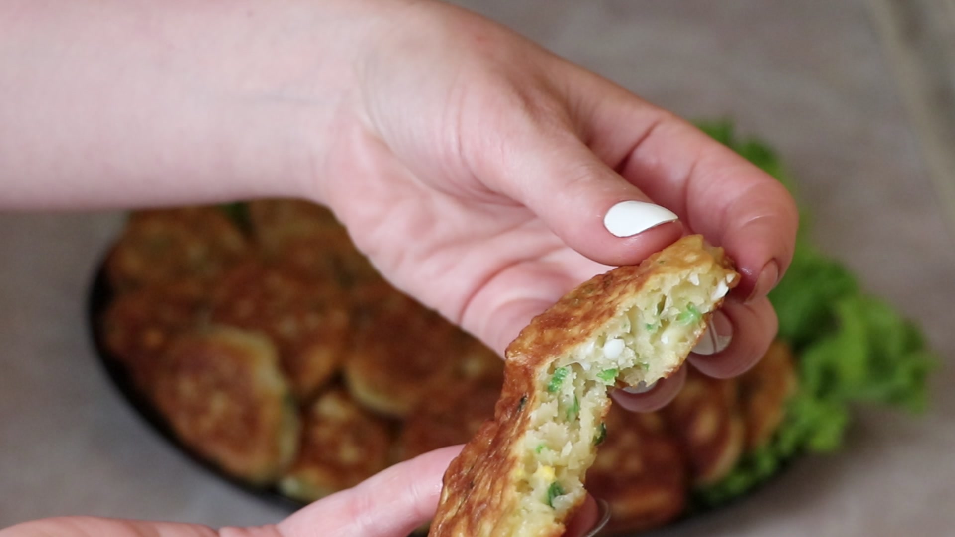 Step 8. Keep the heat medium so they cook through, not just scorch. Lazy onion-and-egg fritters