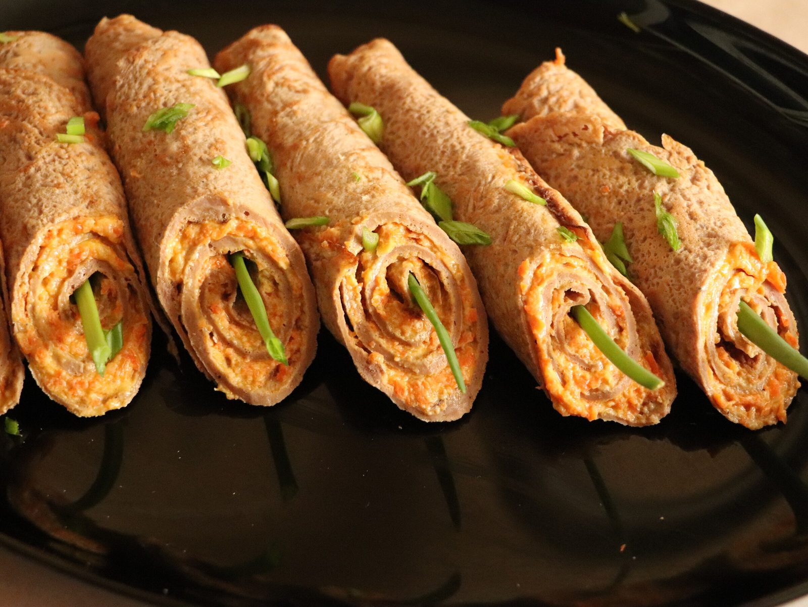 Liver rolls with a savoury filling