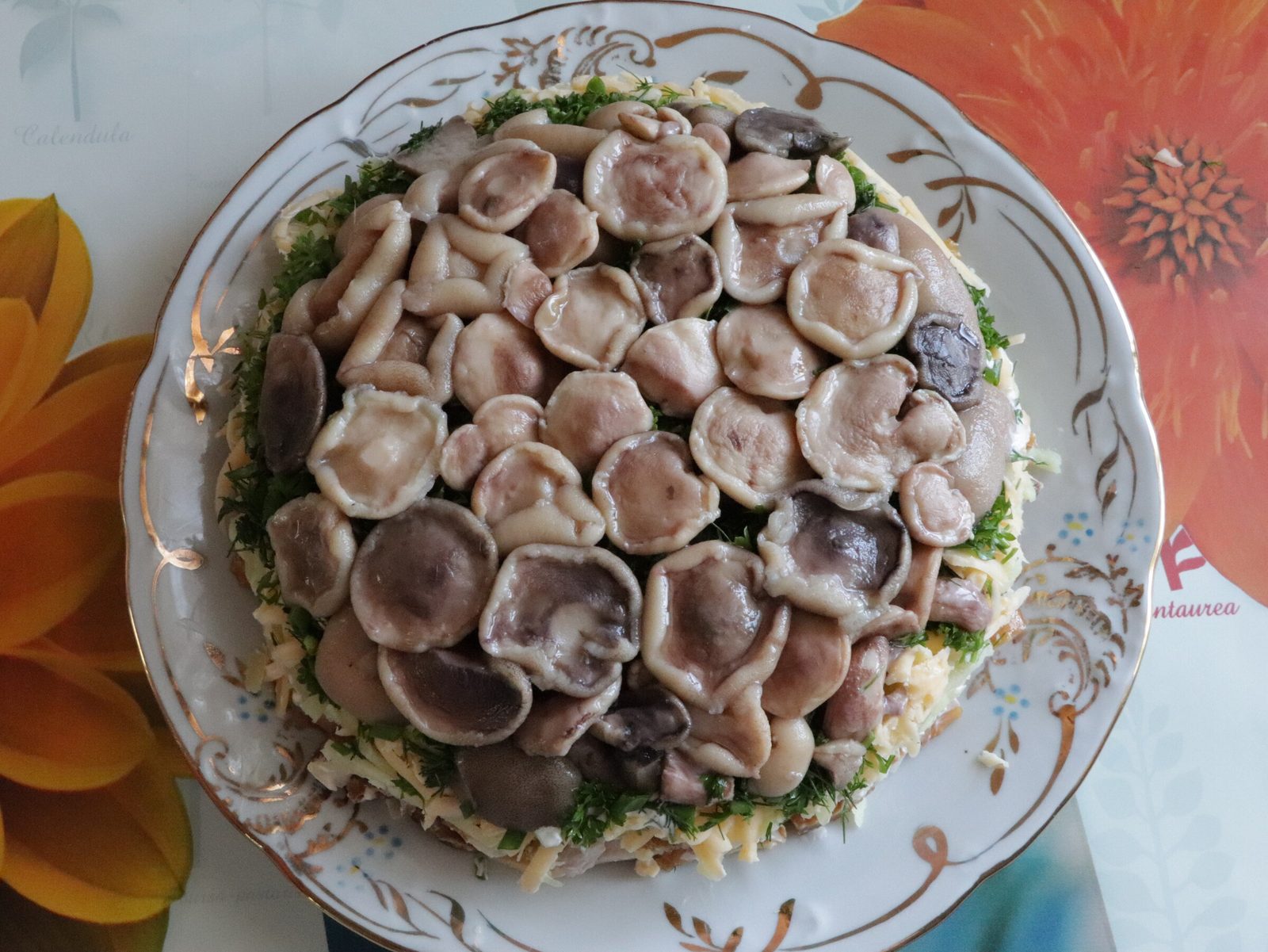 Step 1. In appearance, this salad resembles a mushroom meadow, but here a slightly. Mushroom ‘stump’ salad