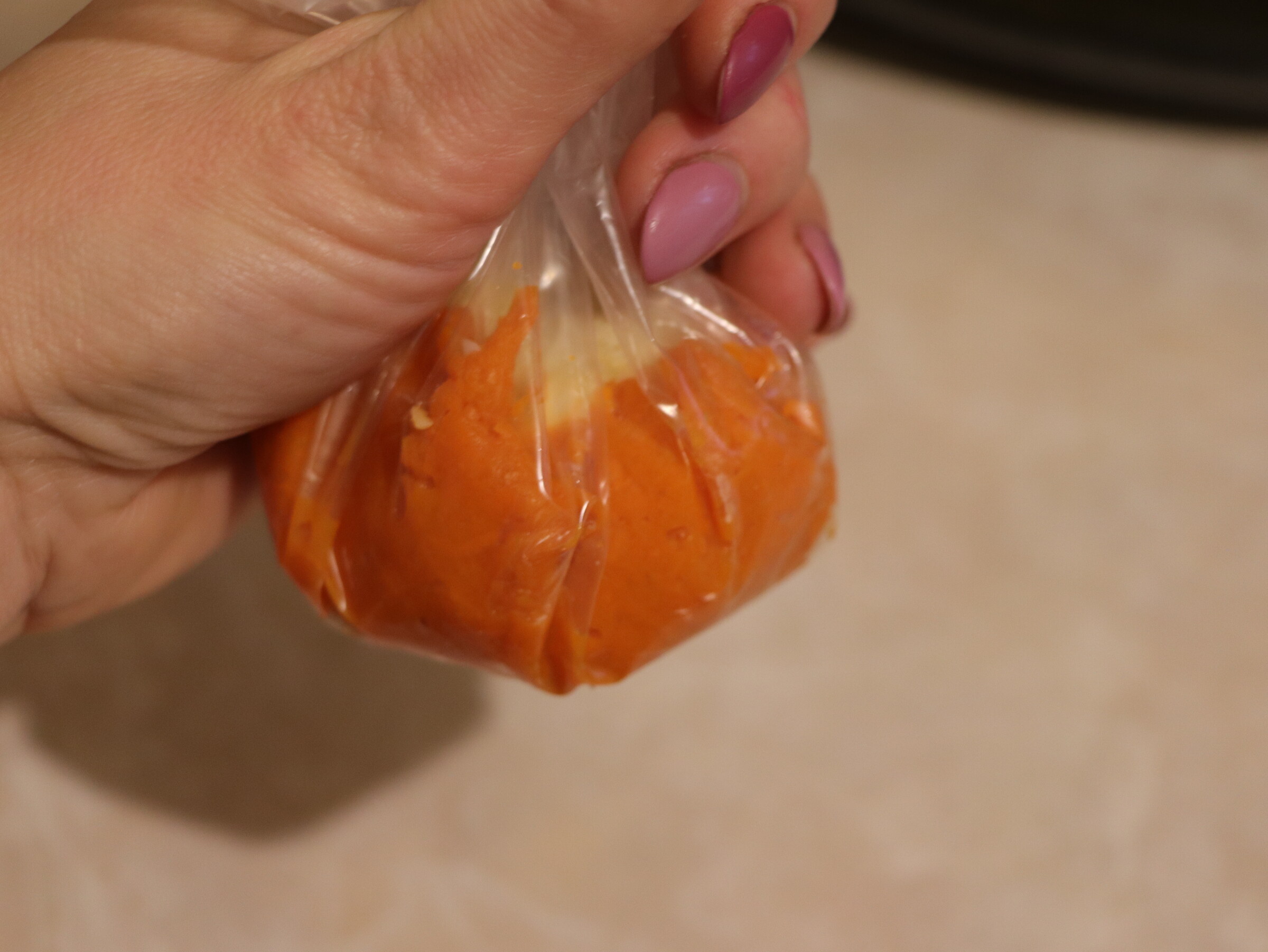 Step 7. For the tangerine peel, grate the boiled carrots on a fine grater. New Year ‘clementine’ starters