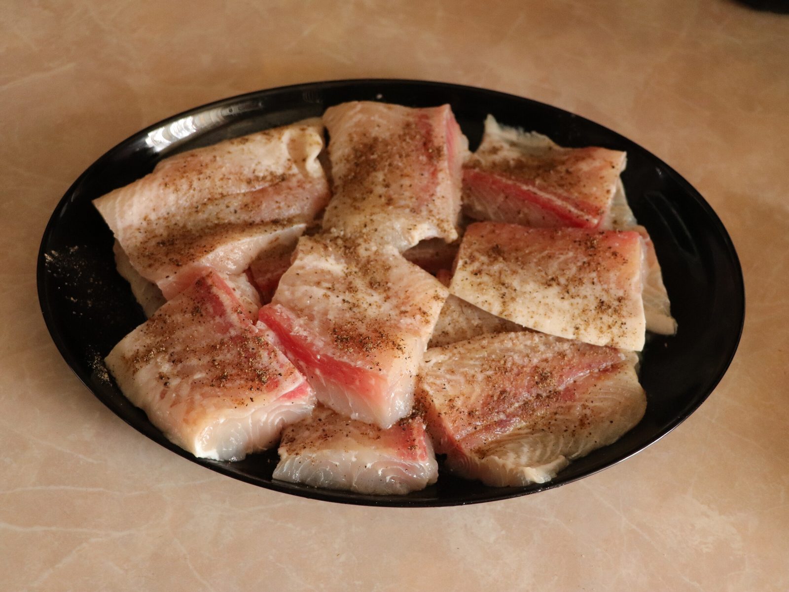Step 2. First of all, I thaw the frozen fillets in the fridge. Pangasius fillet in batter
