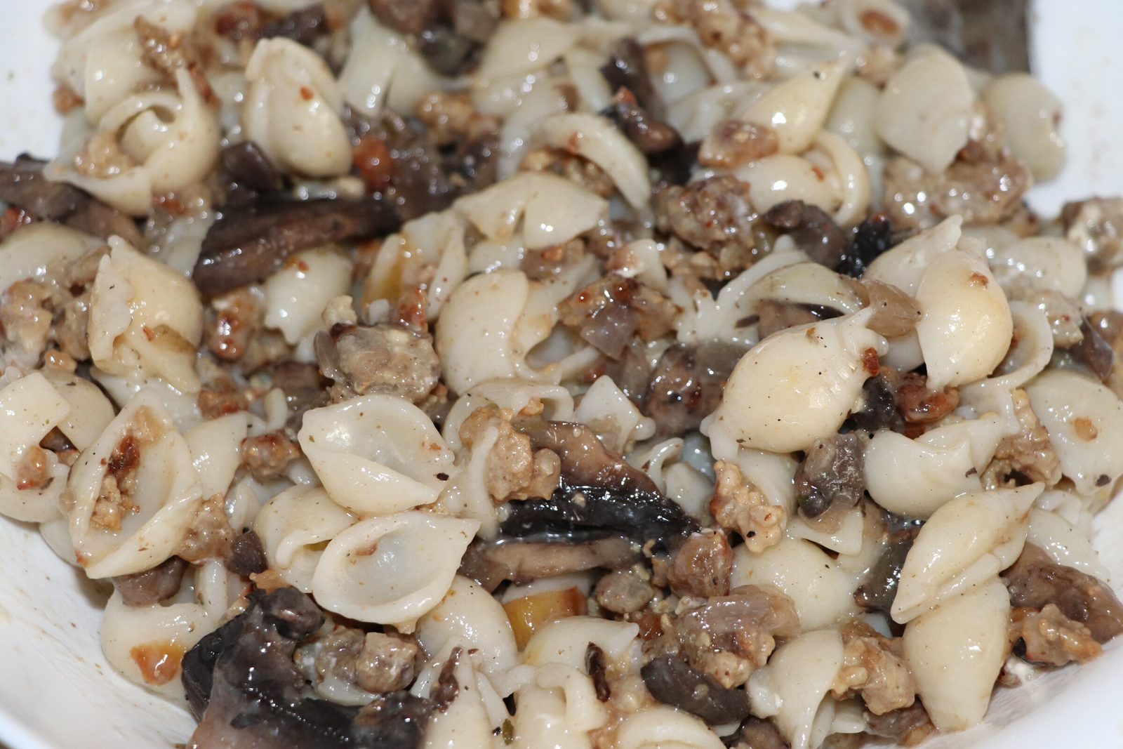 Step 2. First, fry the mushrooms. Pasta the only way I’ll eat it