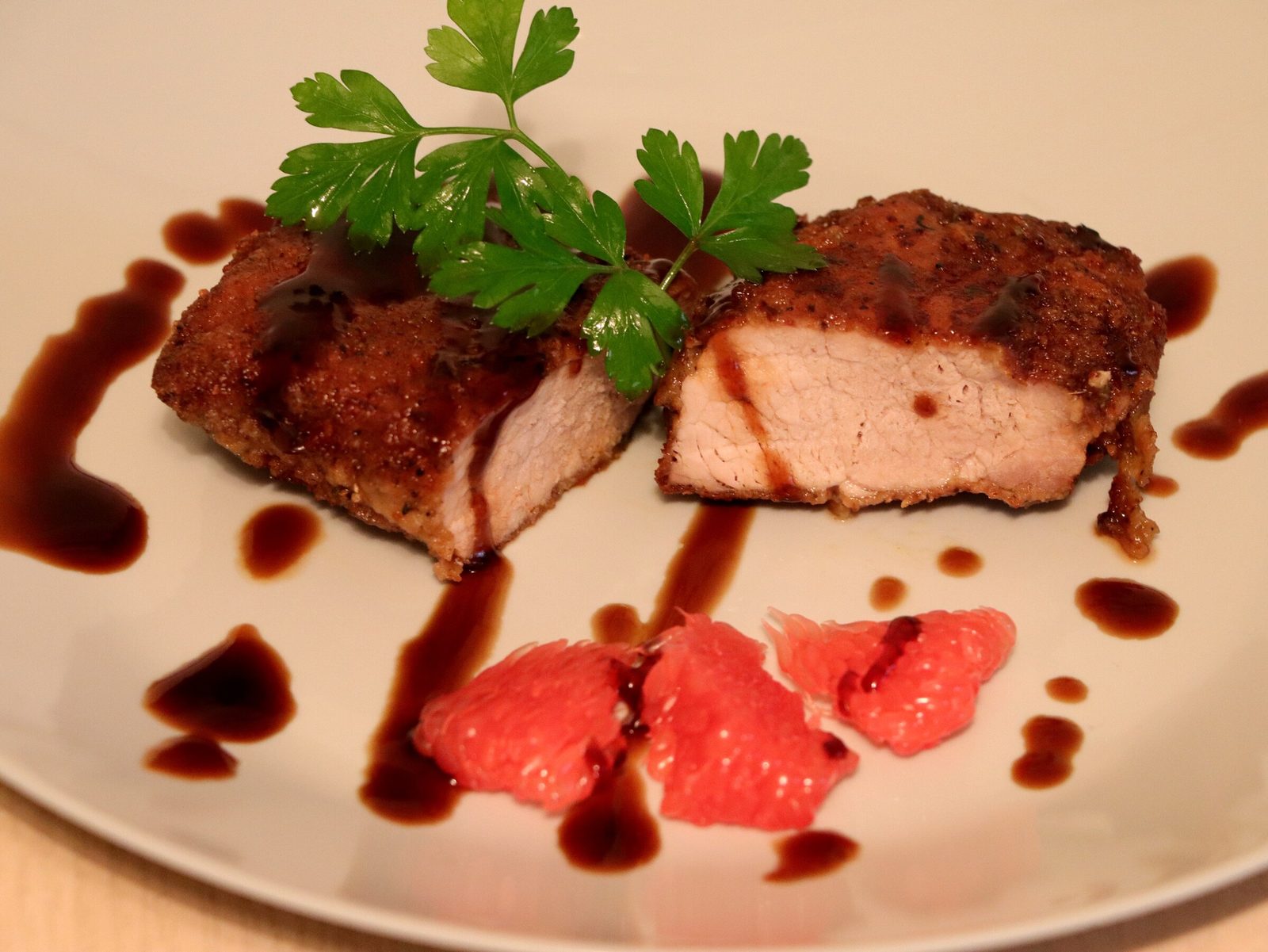 Pork steak, well done