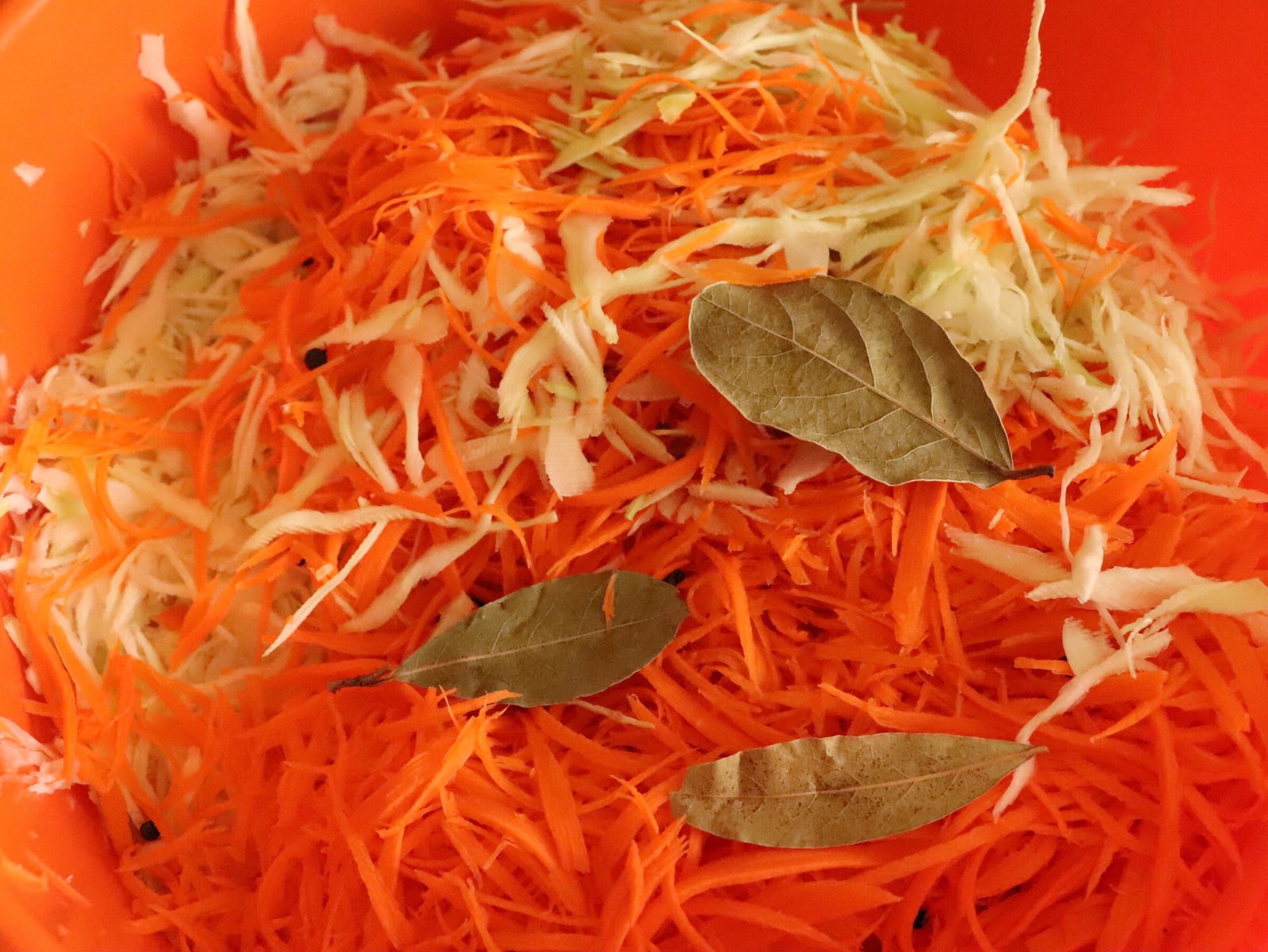 Step 6. Grate 2–4 carrots on a medium grater, fewer if they are large. Sauerkraut