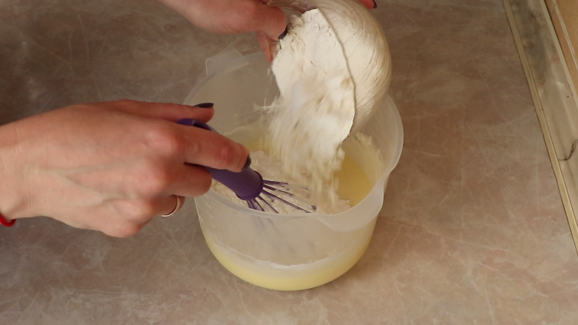 Step 5. Add the flour and mix to a thick batter, like pancake batter. Soured-cream fairy cakes for tea