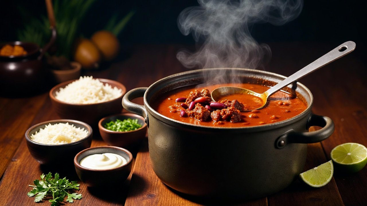 A pot of chilli waits for the trick-or-treaters