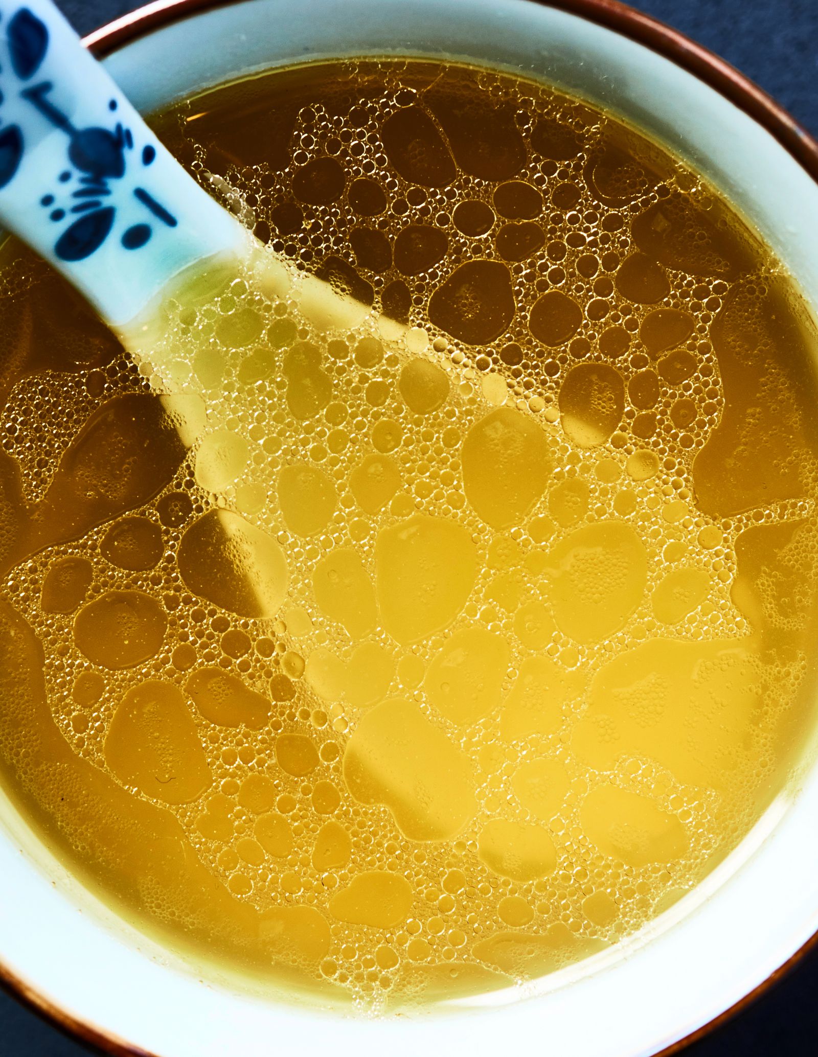 A quiet cup of stock I keep in the cold for gravy and rice, not only “when there are bones”