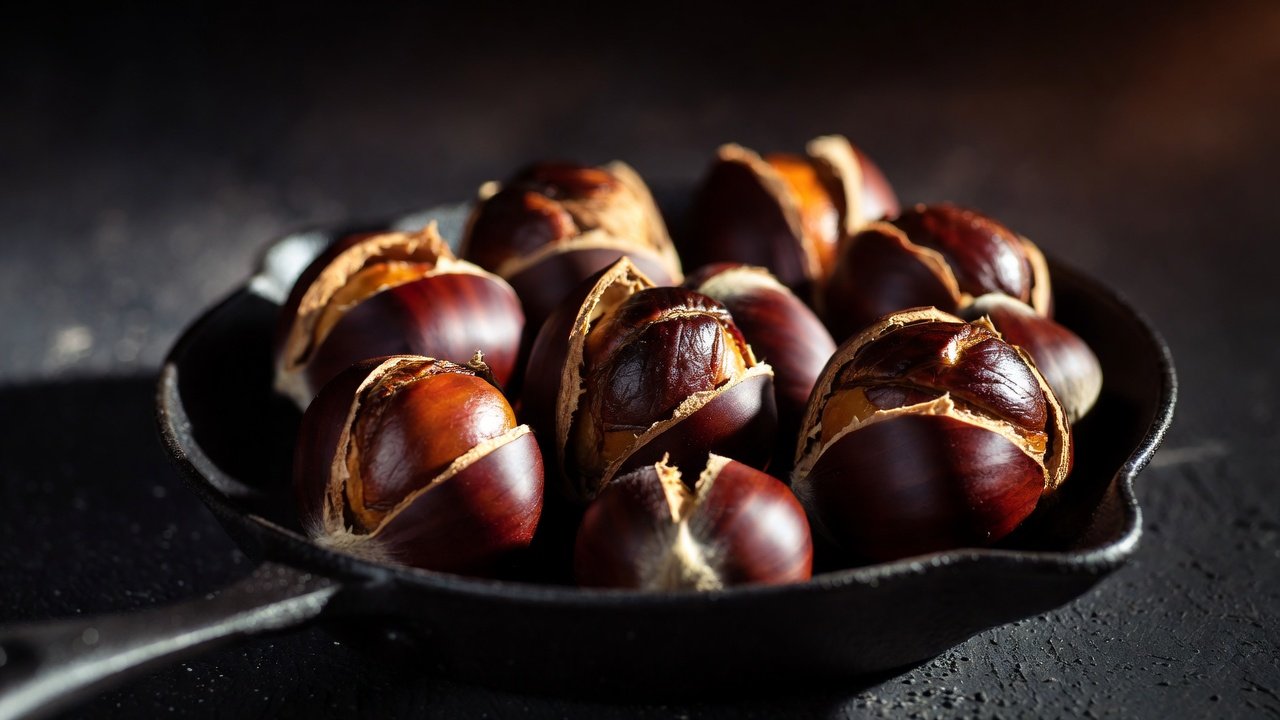 Every chestnut gets a cut before it goes in the oven