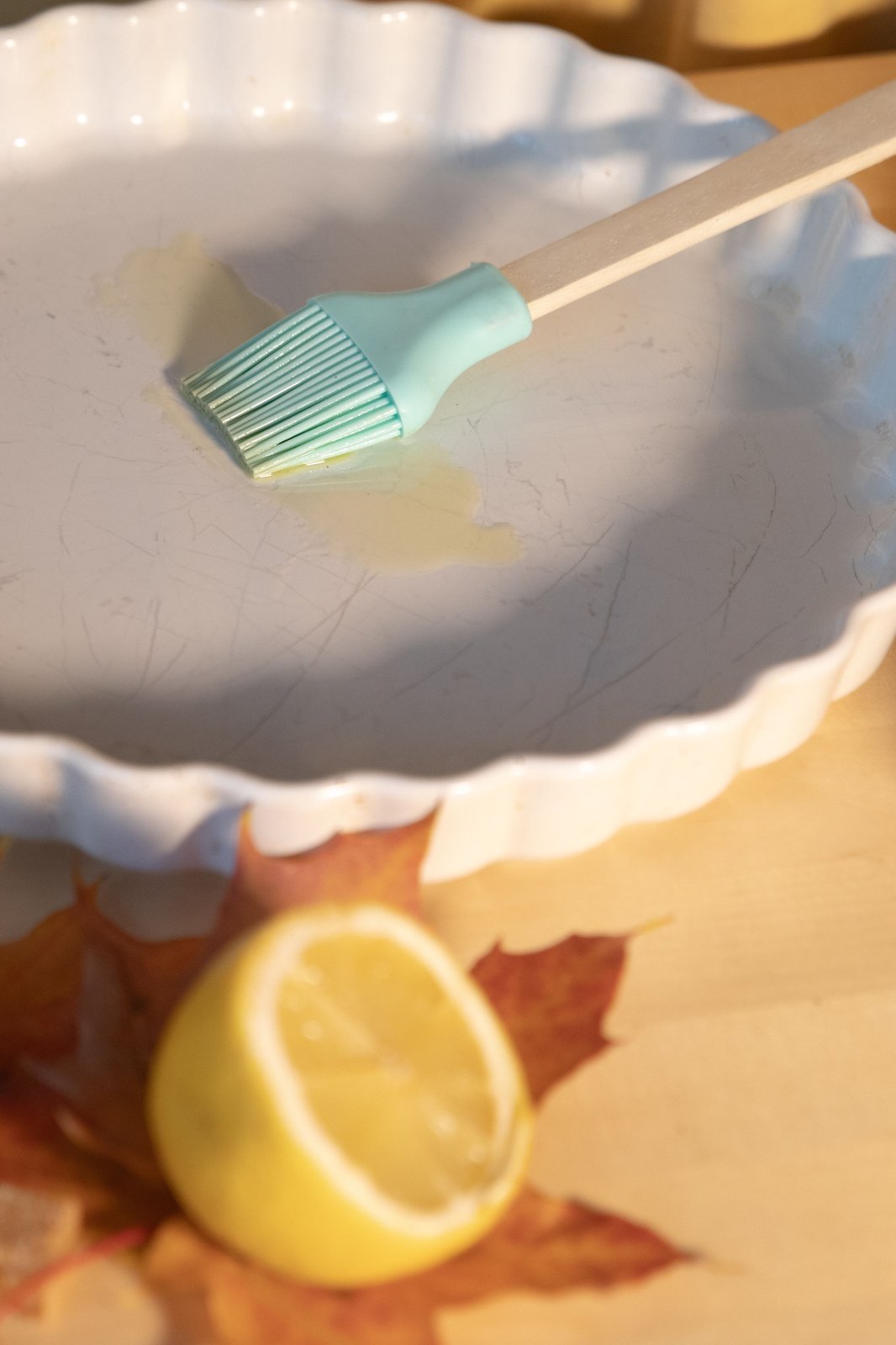 I rinse the pastry brush while the butter is still soft