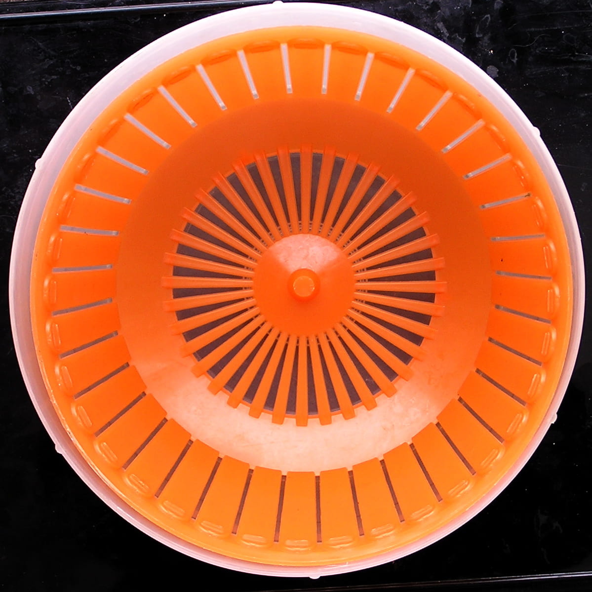 I empty the salad spinner and dry it open