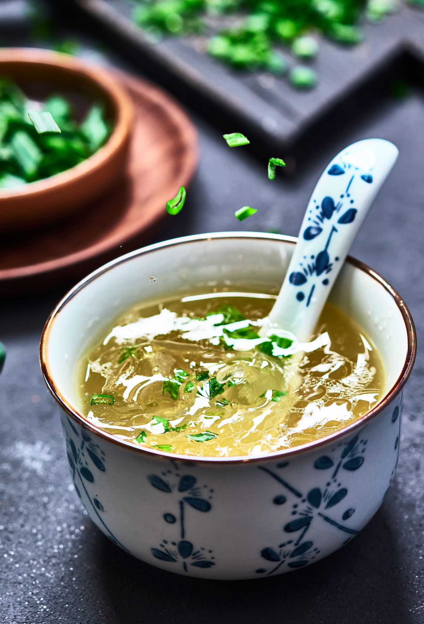From Sunday's chicken bones I cook a quiet stock