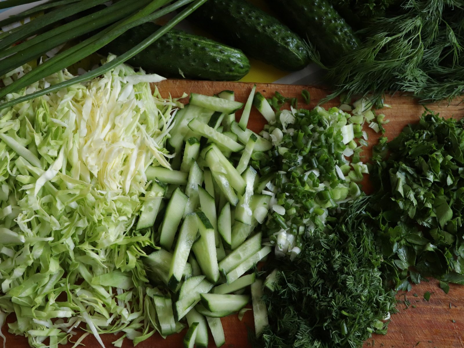 Step 3. Dress with either the balsamic or the mayonnaise dressing. ‘Freshness’ salad