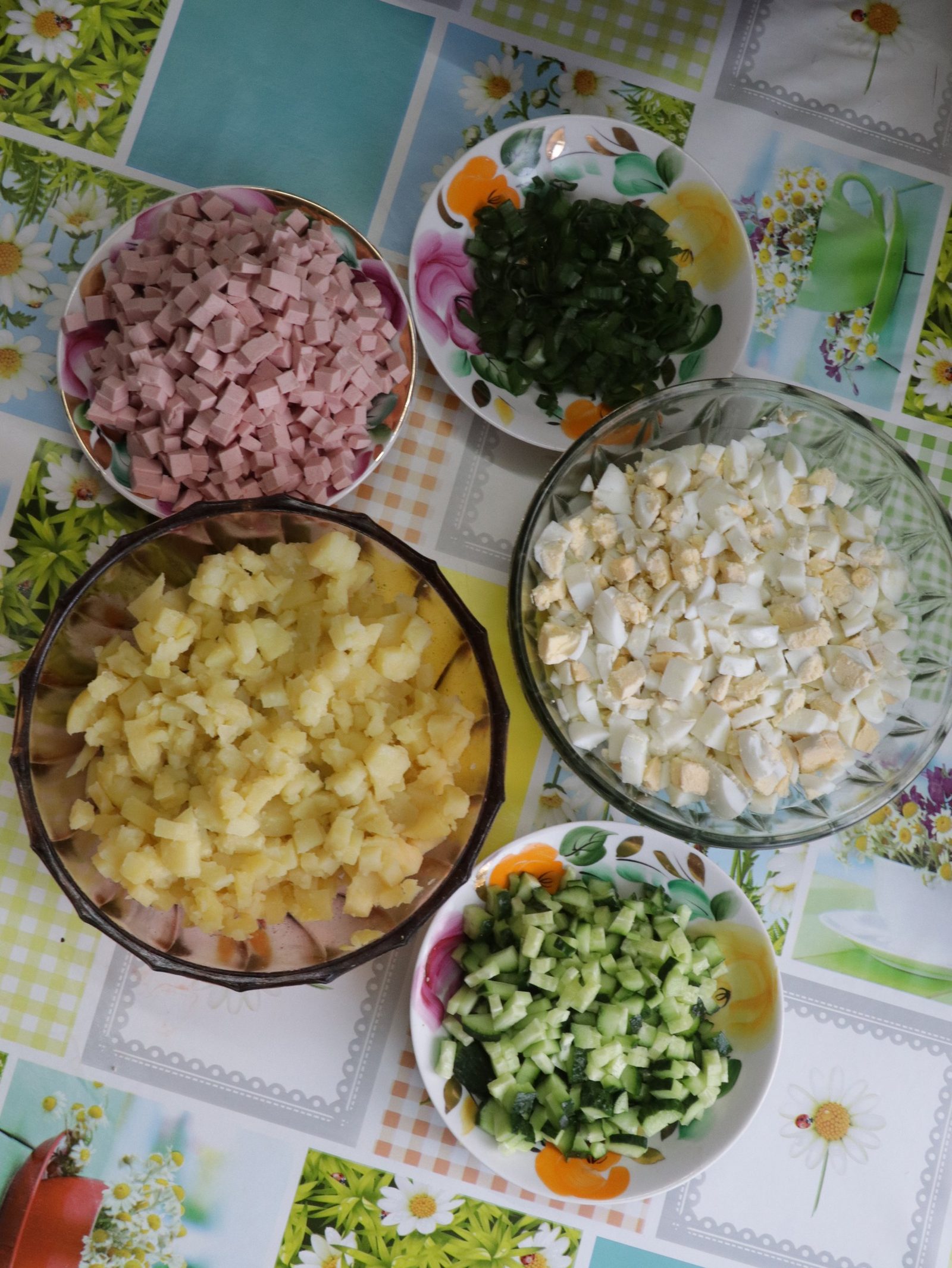 Step 1. Greens Salt Mineral water – 1. Okroshka on sparkling water